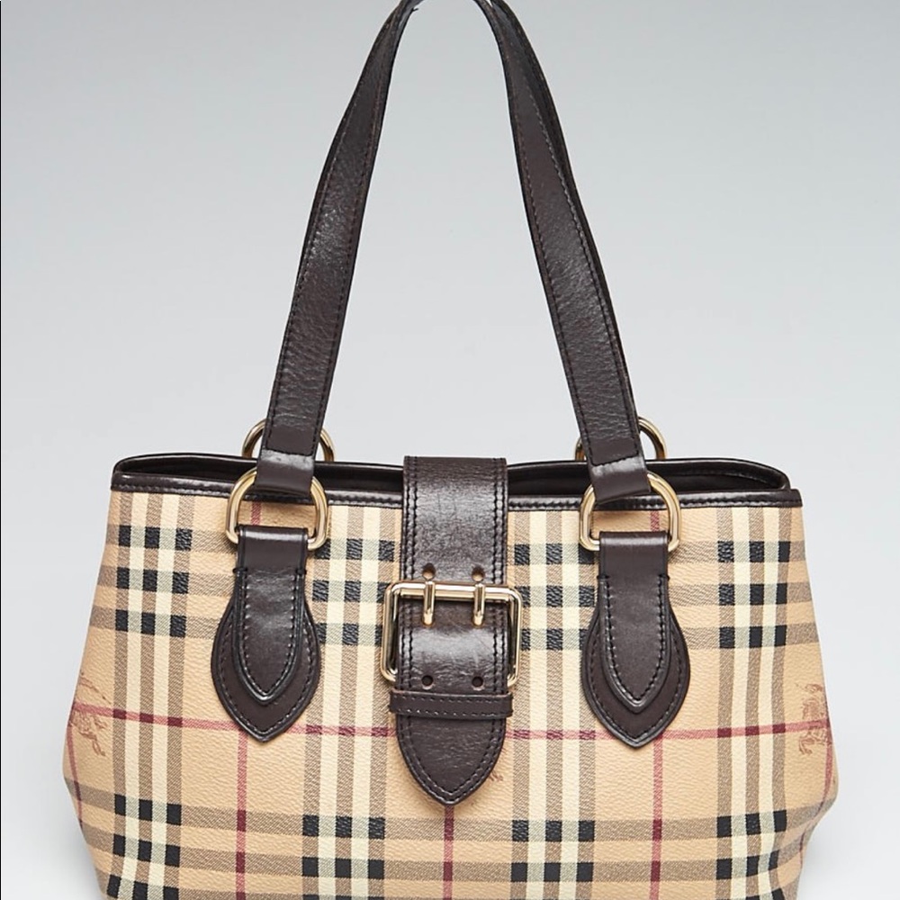 Burberry Haymarket Coated Canvas/Leather Handbag